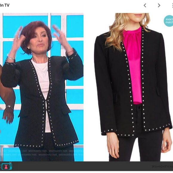 Vince Camuto Black Studded Open-Front Modern Blazer Jacket - Picture 1 of 2